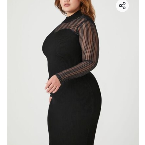 Plus Size Illusion Bodycon Midi Dress - Picture 3 of 6